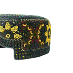 Blue Sindhi Topi - Flower Design - Golden Shade - Nasir Bhai