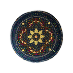 Blue Sindhi Topi - Flower Design - Golden Shade - Nasir Bhai