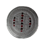White Sindhi Topi - Pink Stitching - Maroon And Black Tikki - Raja Cap