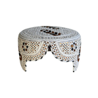 White Sindhi Topi - Flower Design - Golden Shade - Nasir Bhai