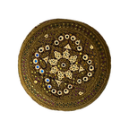 Brown Sindhi Topi - Flower Design - Golden Shade - Nasir Bhai