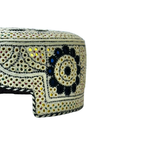 White Sindhi Topi - Flower Design - Golden Shade - Nasir Bhai