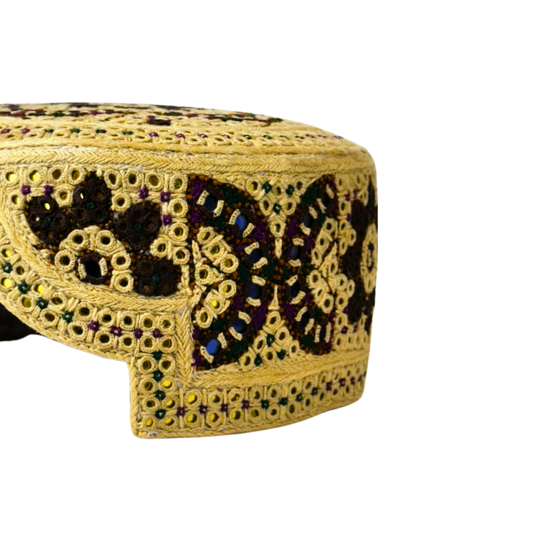 Light Brown Sindhi Topi - Flower Design - Golden Shade - Nasri Bhai