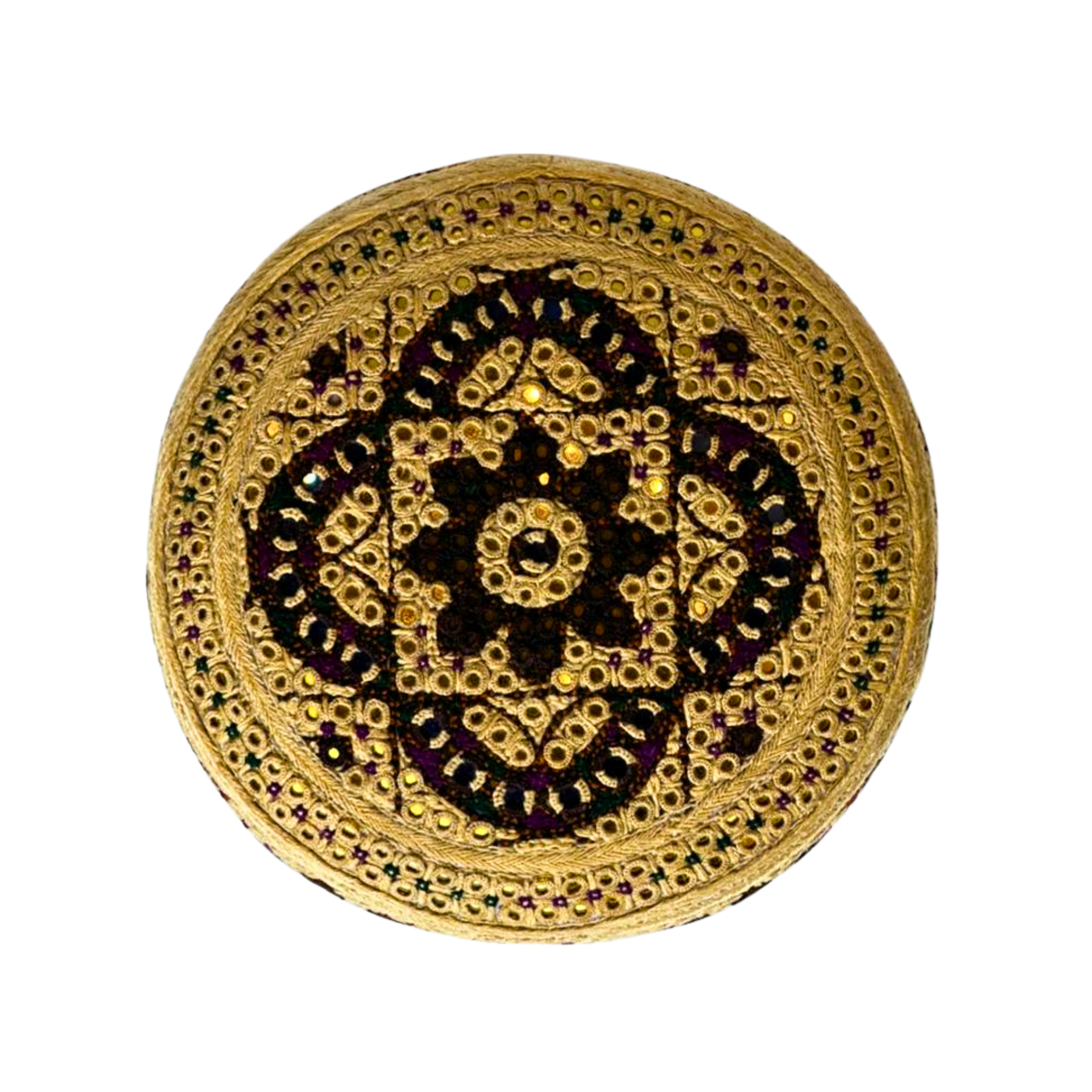 Light Brown Sindhi Topi - Flower Design - Golden Shade - Nasri Bhai