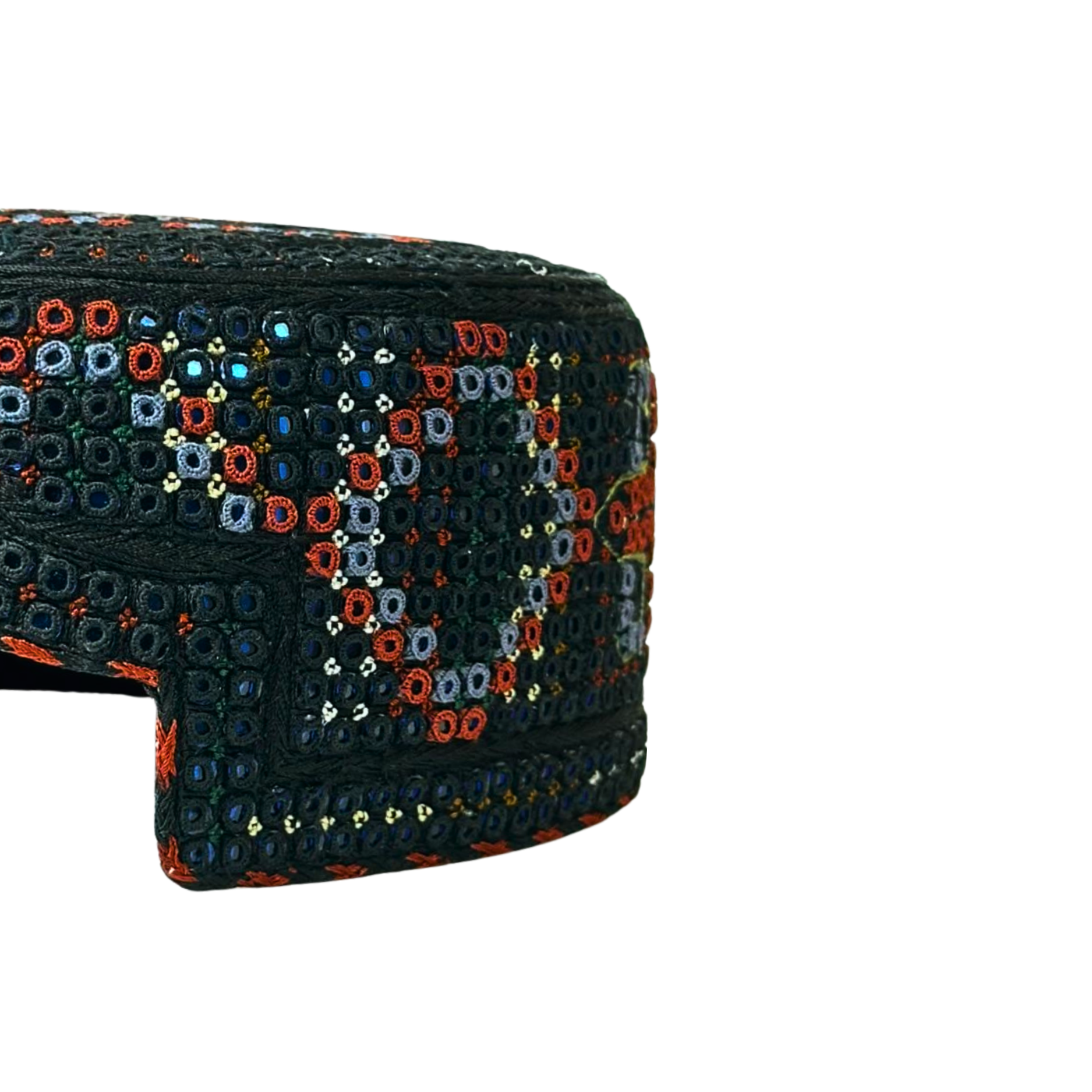 Black Sindhi Topi - Traditional design - Blue Shade - Nasir Bhai