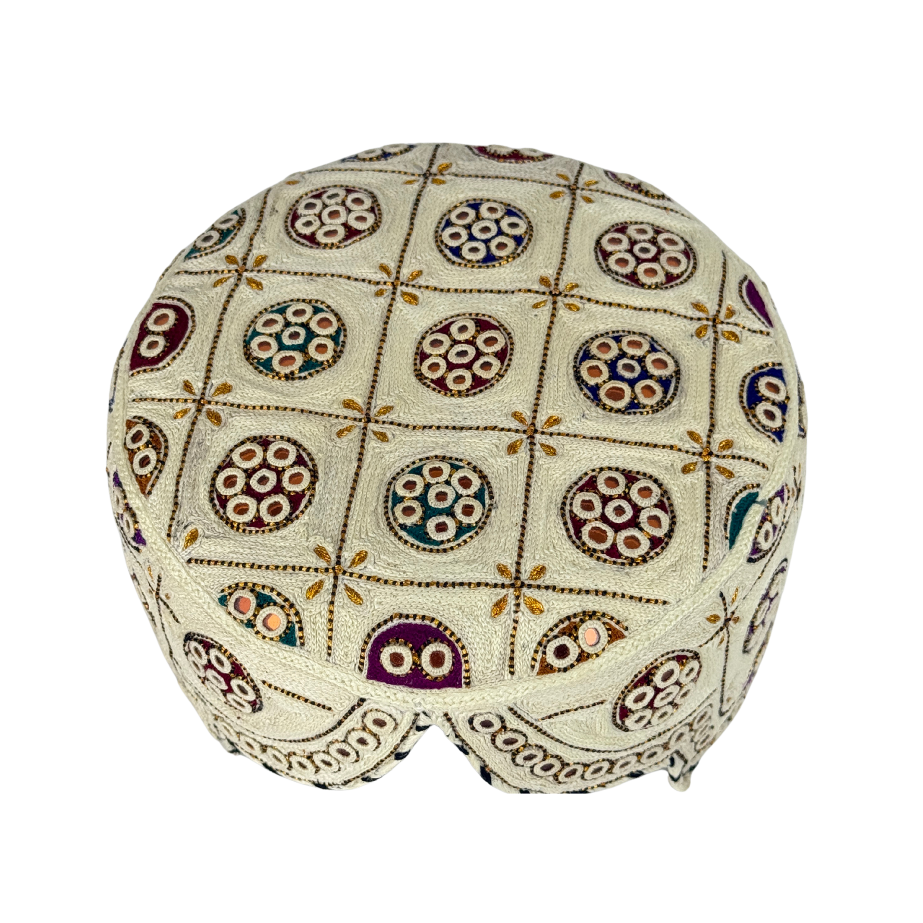 White Balochi Topi - Traditional design - Golden Shade - Nasir Bhai