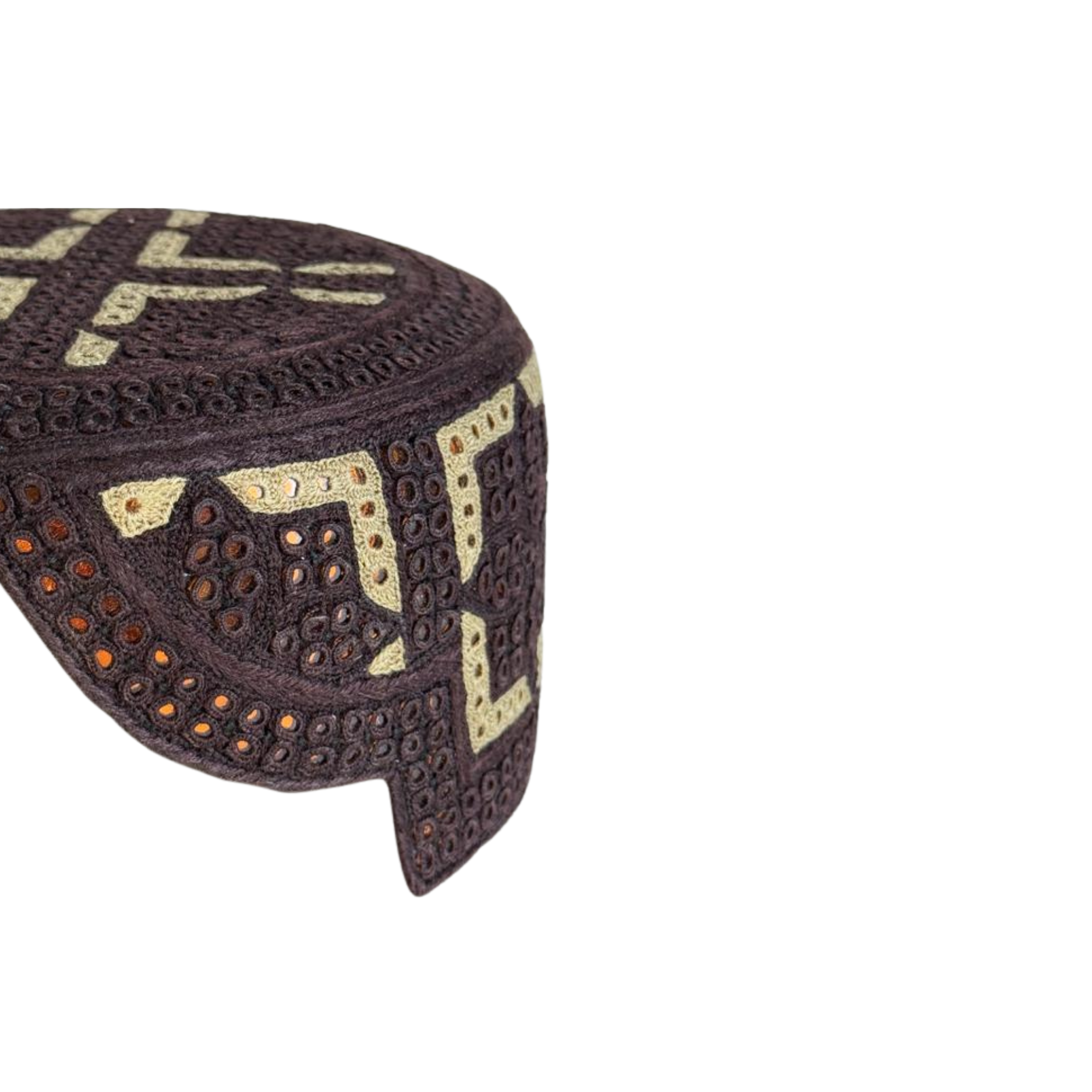 Maroon Sindhi Topi - Traditional Design - Golden Shade - Nasir Bhai