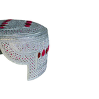 White Sindhi Topi - Pink Stitching - Maroon and Pink Tikki - Raja Cap