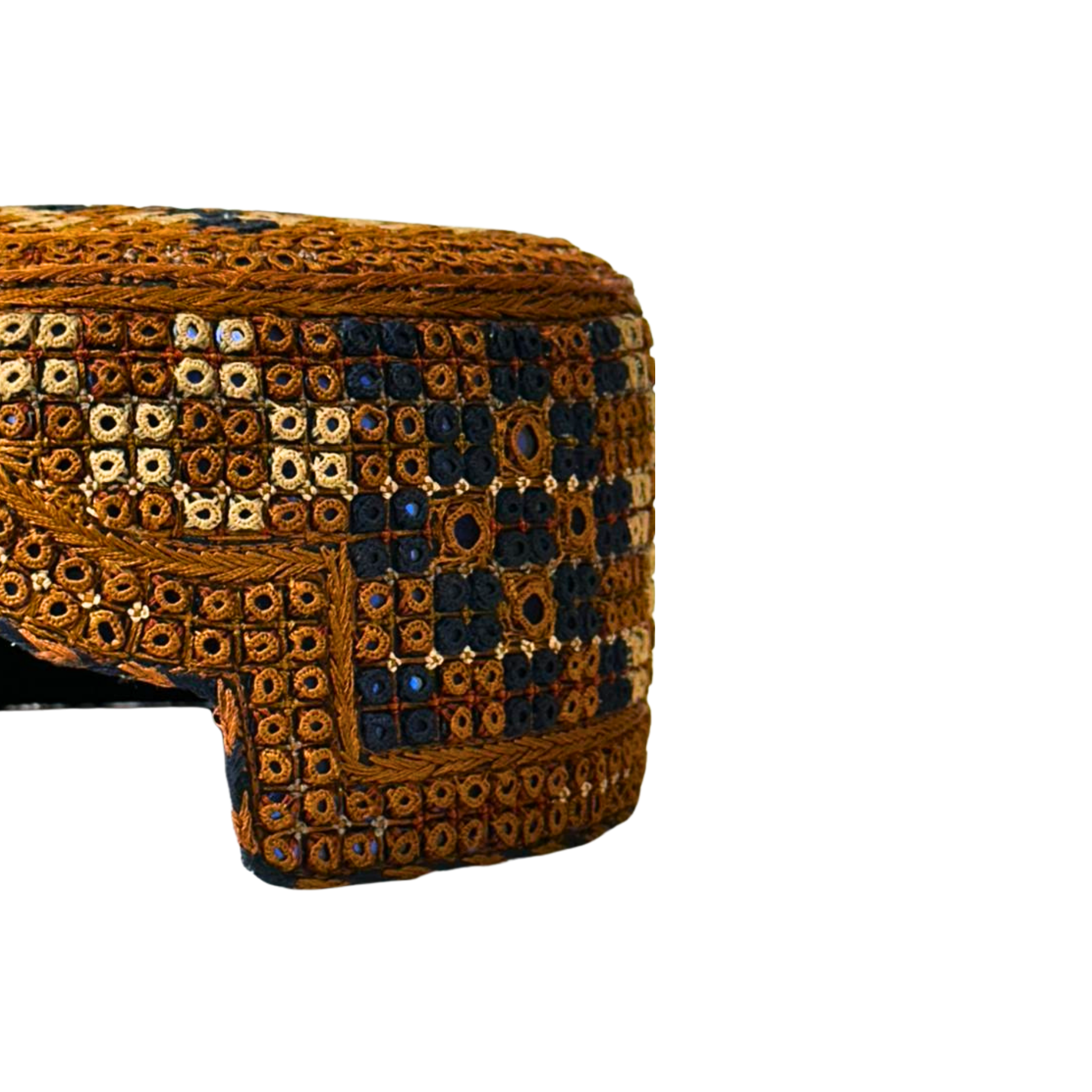 Golden Sindhi Topi - Traditional design - Blue Shade - Nasir Bhai