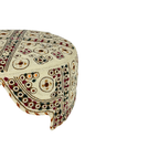 White Balochi Topi - Traditional design - Golden Shade - Nasir Bhai