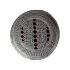 White Sindhi Topi - Maroon Stitching - Maroon And Dark Maroon Tikki - Raja Cap