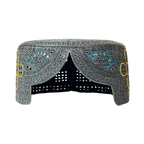 Silver Sindhi Topi - Flower Design - White Shade - Nasir Bhai