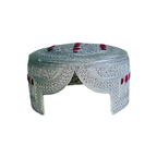 White Sindhi Topi - Pink Stitching - Maroon and Pink Tikki - Raja Cap