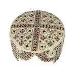 White Balochi Topi - Traditional design - Golden Shade - Nasir Bhai