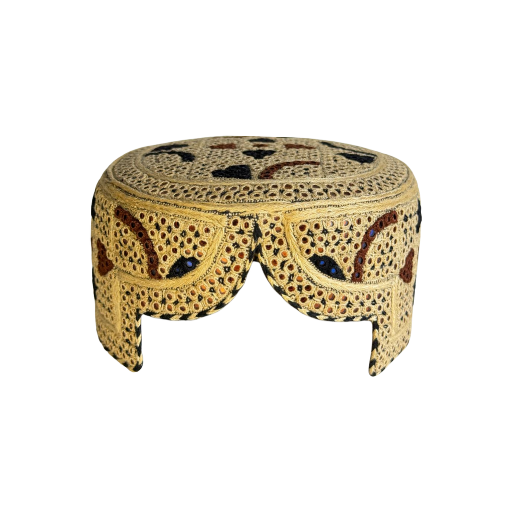 Golden Sindhi Topi - Traditional Design - Blue Shade - Nasir Bhai