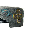 Silver Sindhi Topi - Flower Design - White Shade - Nasir Bhai