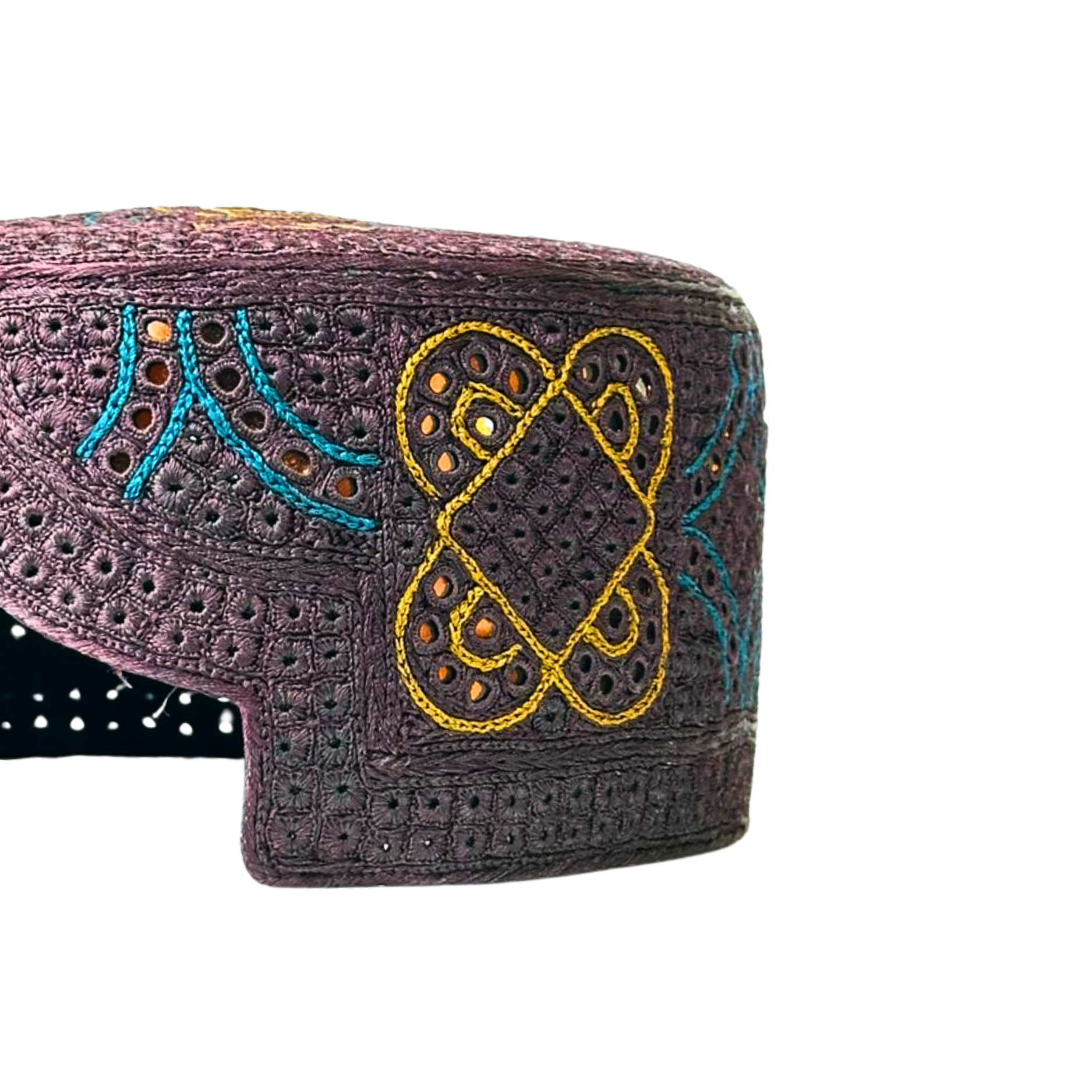 Maroon Sindhi Topi - Traditional design- Golden Shade - Nasir Bhai