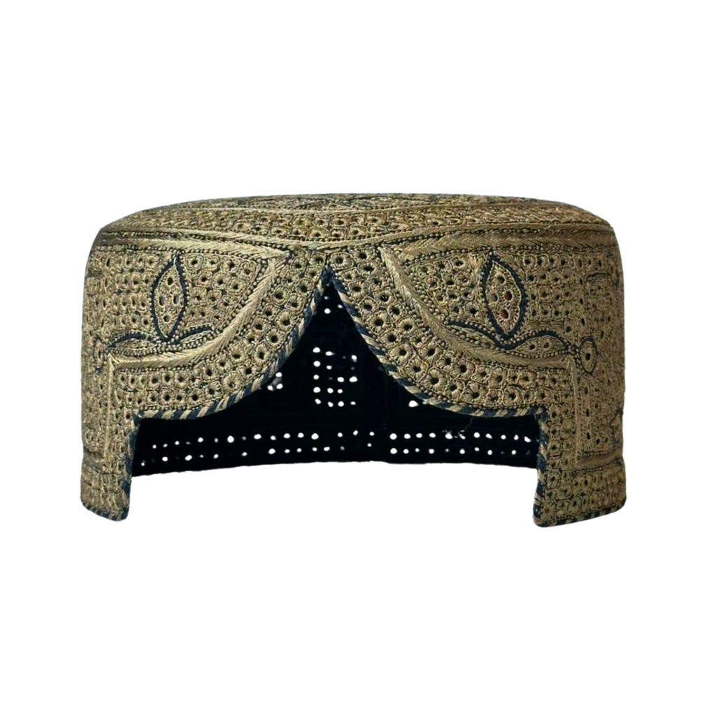 Light Brown Sindhi Topi - Flower Design- Golden Shade - Nasir Bhai