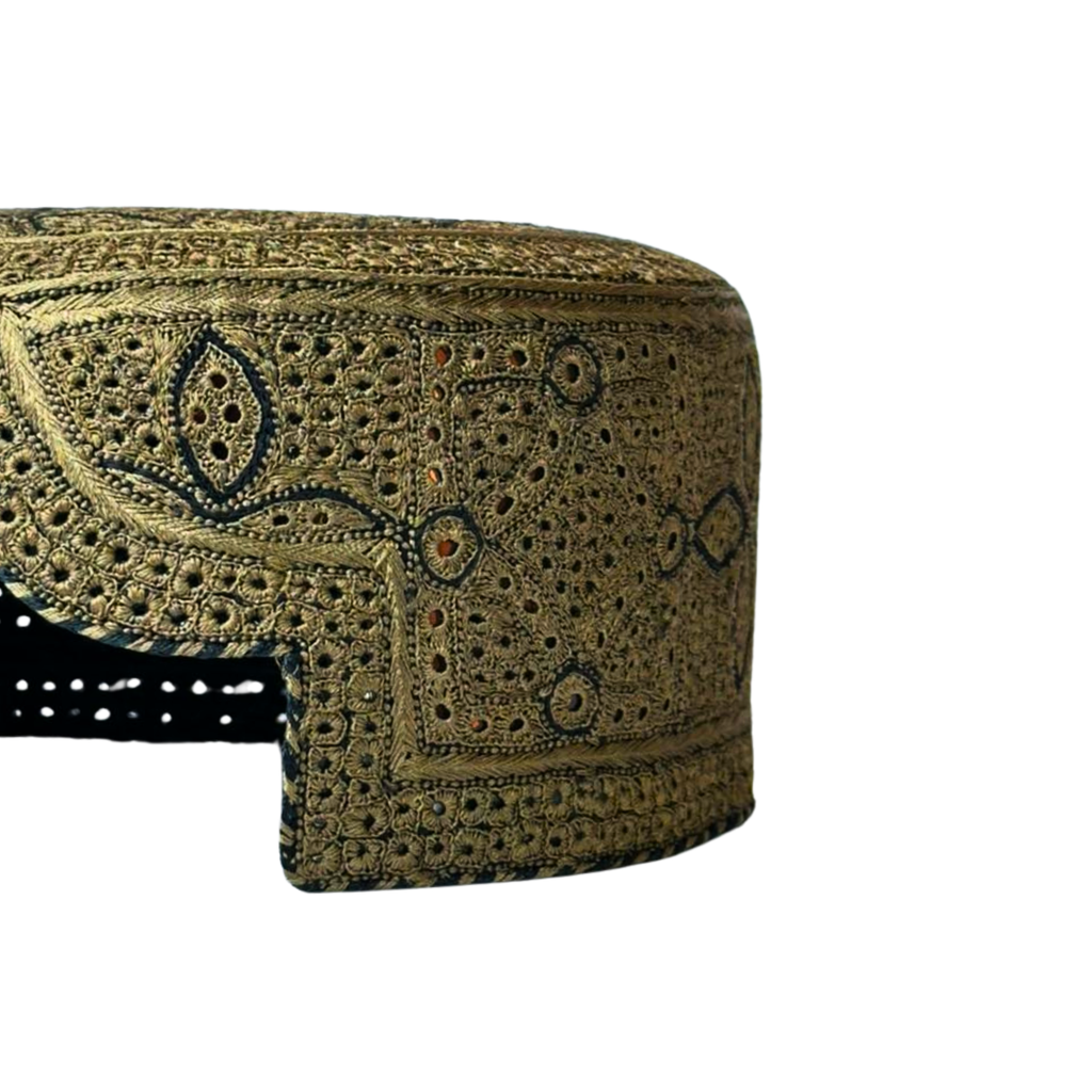 Light Brown Sindhi Topi - Flower Design- Golden Shade - Nasir Bhai