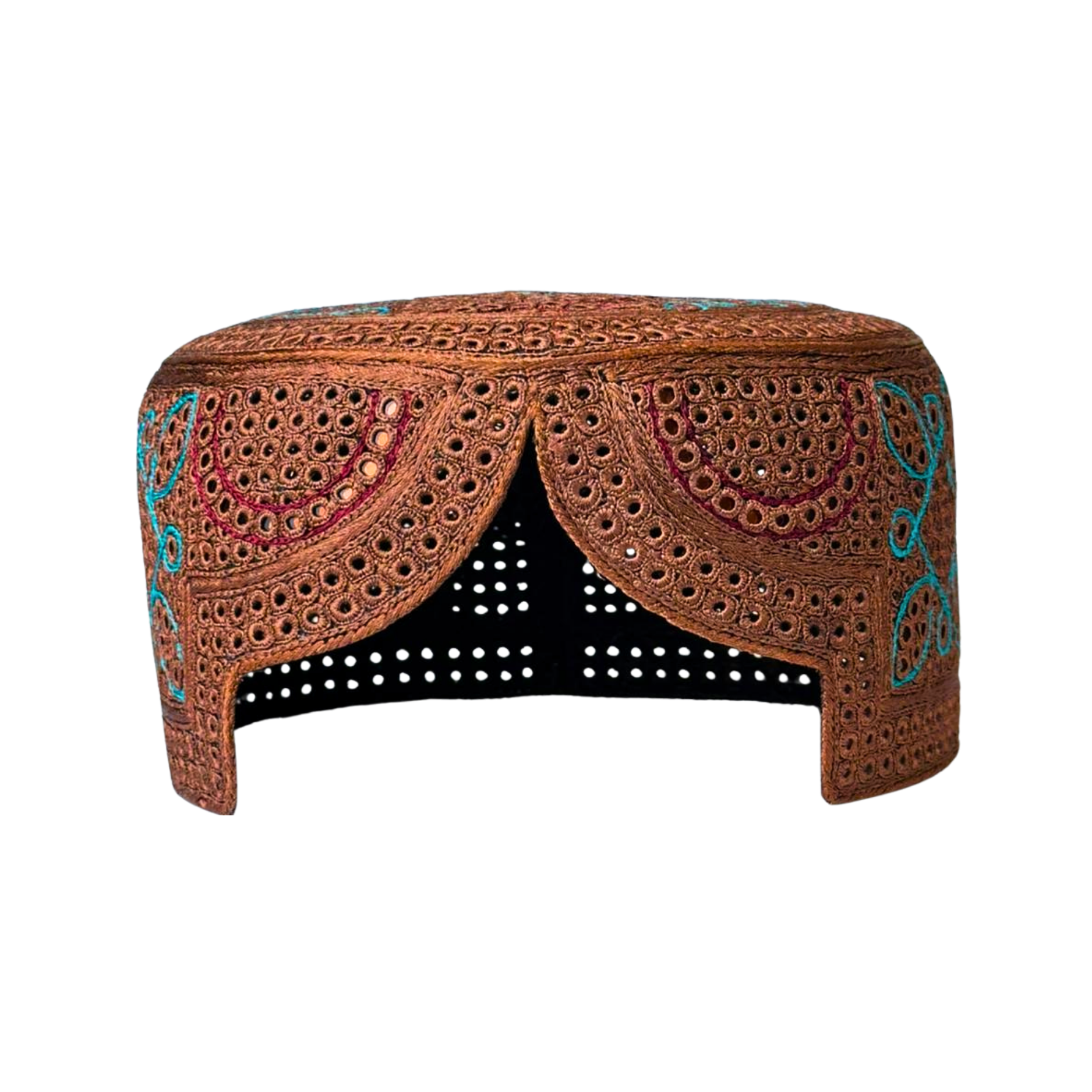Brown Sindhi Topi - Flower Design - Gloden Shade - Nasir Bhai