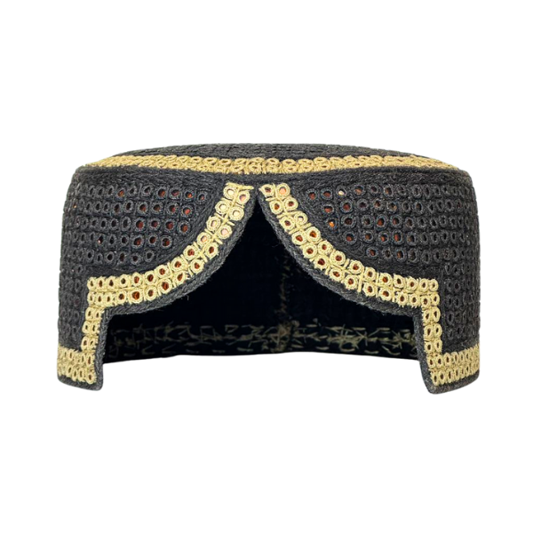 Black Sindhi Topi - Golden Shade -  Nasir Bhai