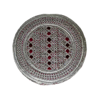 White Sindhi Topi - Maroon Stitching - Maroon And Red Tikki - Raja Cap