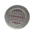 White Sindhi Topi - Pink Stitching - Maroon And Pink Tikki - Raja Cap