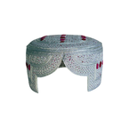 White Sindhi Topi - PInk Stitching - Maroon and Pink Tikki - Raja Cap
