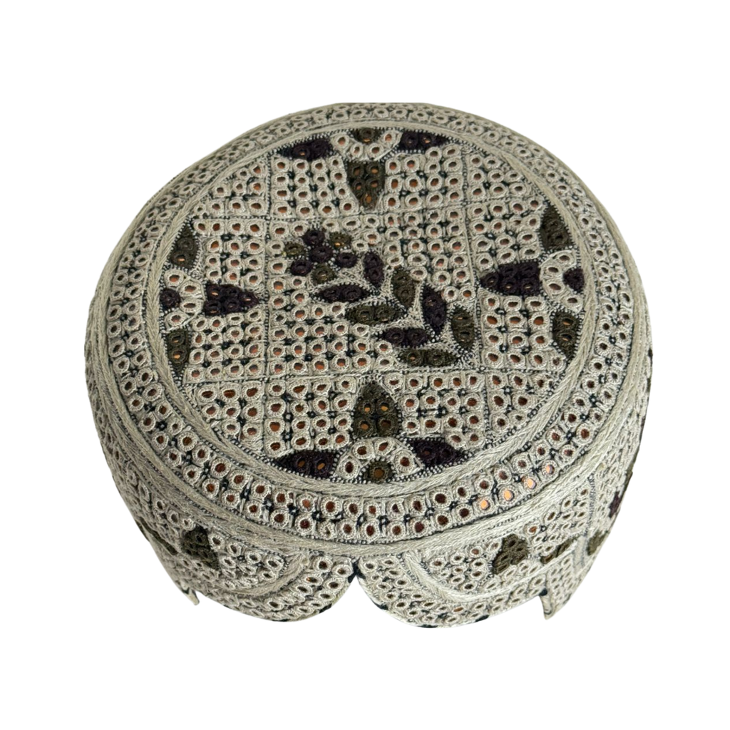 Light Brown Sindhi Topi - Flower Design - Golden Shade - Nasir Bhai
