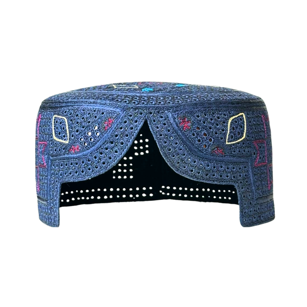 Blue Sindhi Topi - Traditional design - Nasir Bhai