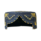 Black Sindhi Topi - Flower Design - Blue Shade - Nasir Bhai