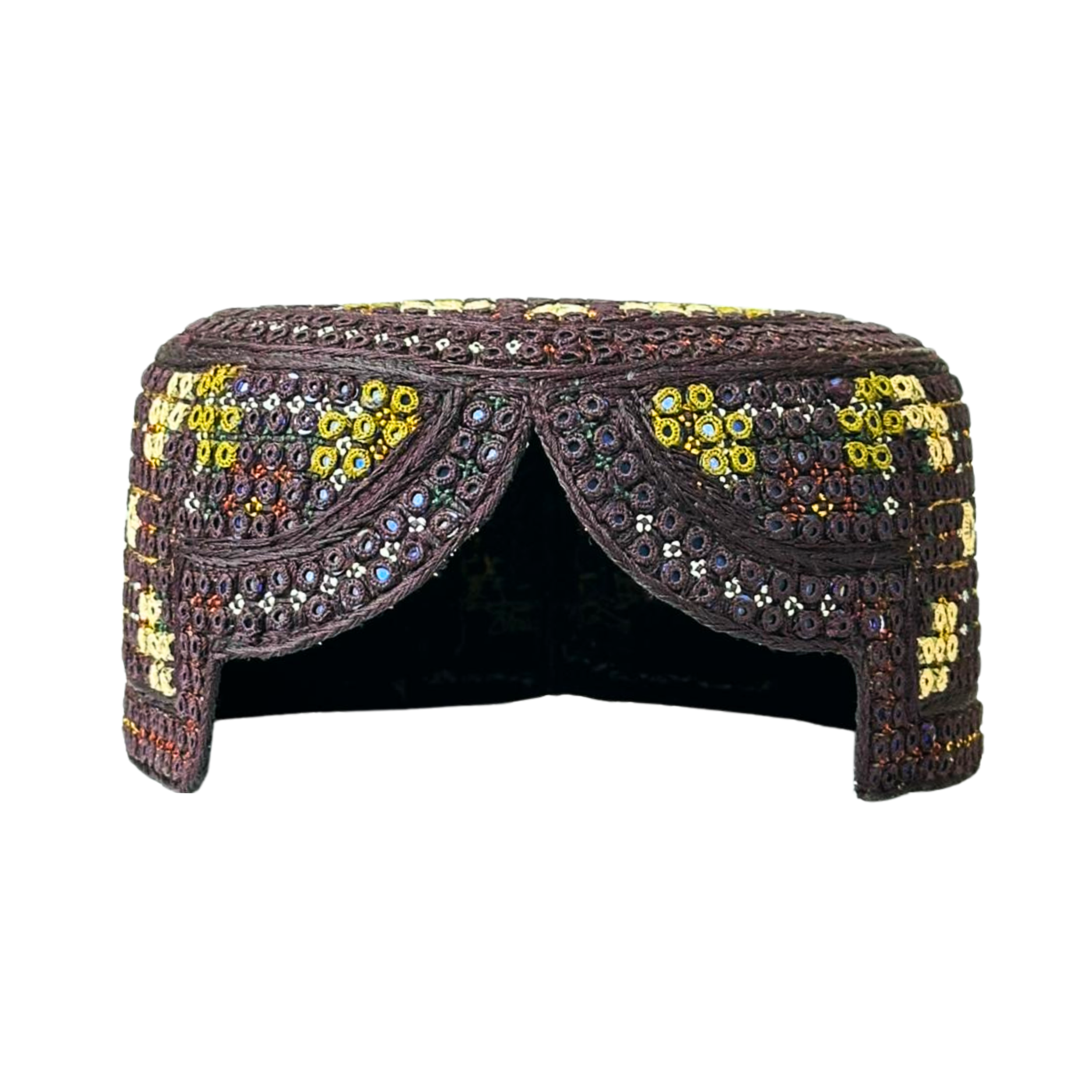 Maroon Sindhi Topi - Blue Shade - Nasir Bhai