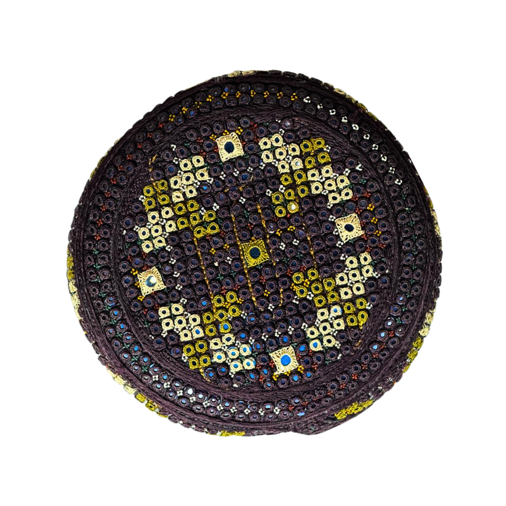 Maroon Sindhi Topi - Blue Shade - Nasir Bhai