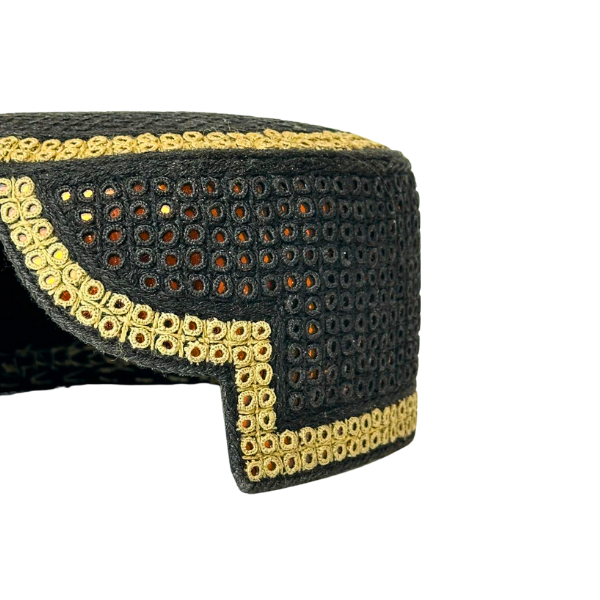 Black Sindhi Topi - Golden Shade -  Nasir Bhai