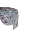 White Sindhi Topi - Pink Stitching - Maroon and Pink Tikki - Raja Cap