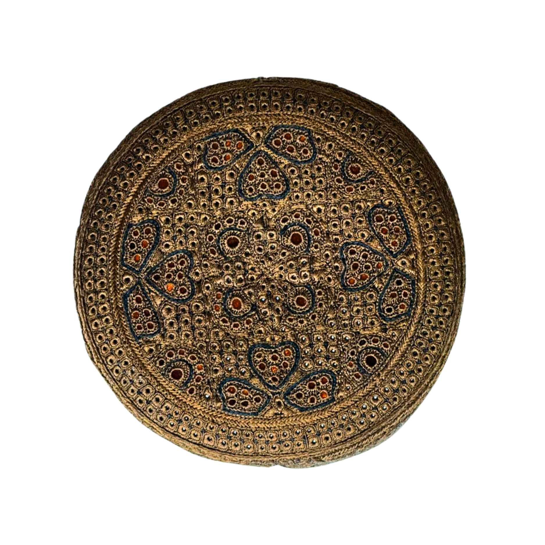 Brown Sindhi Topi - Flower Design - Heart Design- Golden Shade - Nasir Bhai