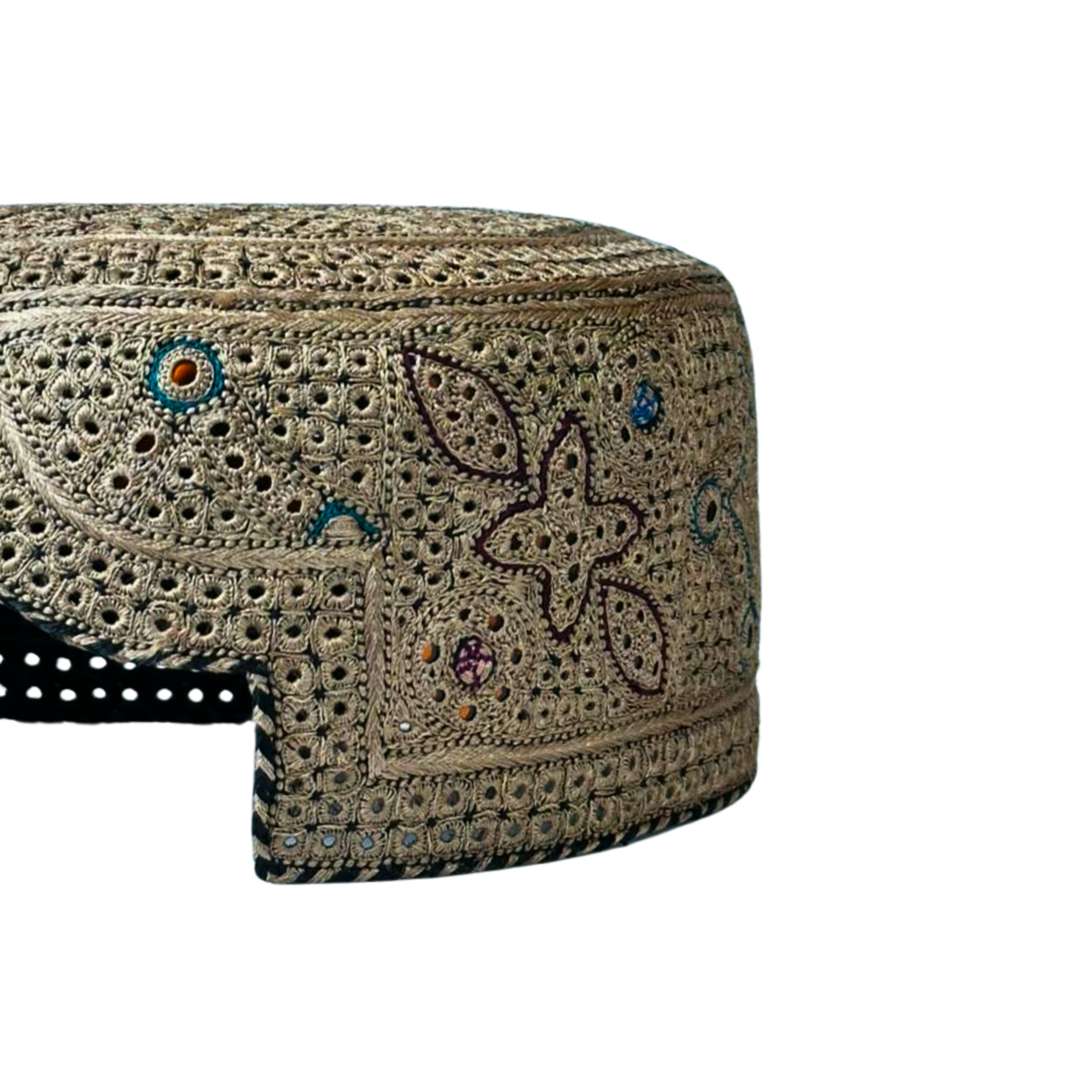 Golden Sindhi Topi - Flower Design - Golden Shade - Nasir Bhai