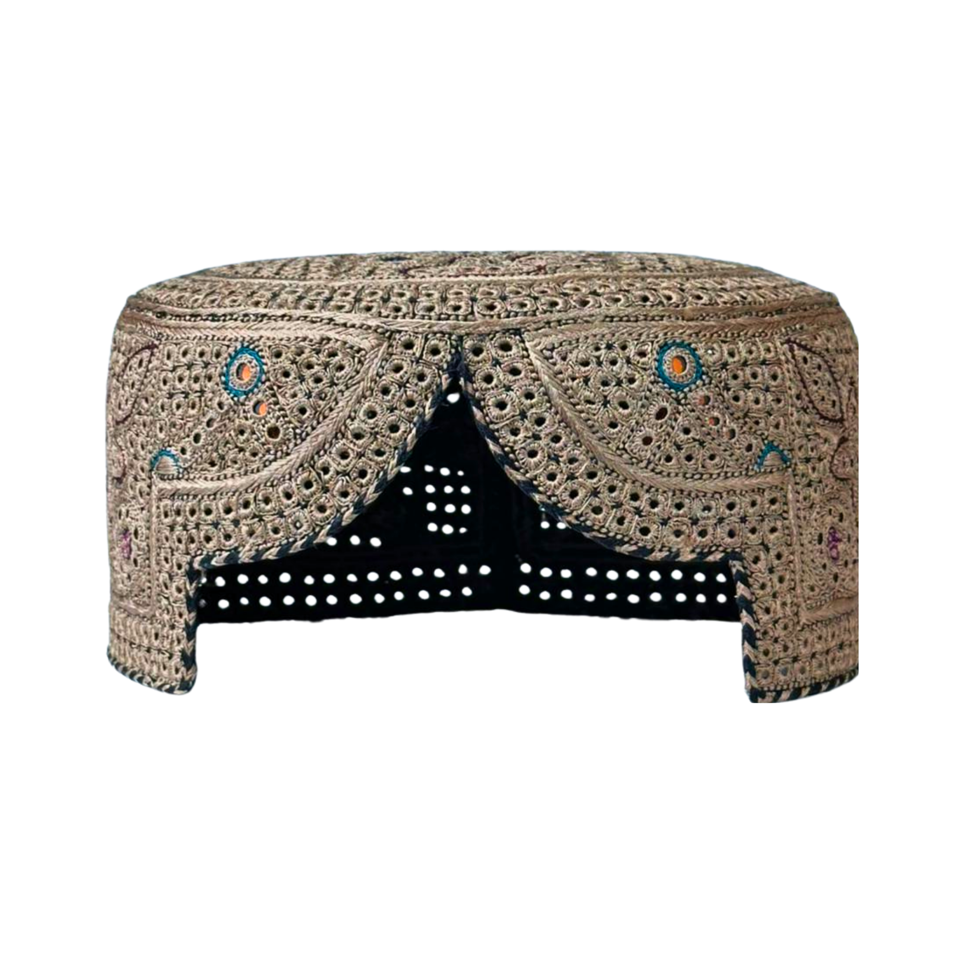 Golden Sindhi Topi - Flower Design - Golden Shade - Nasir Bhai