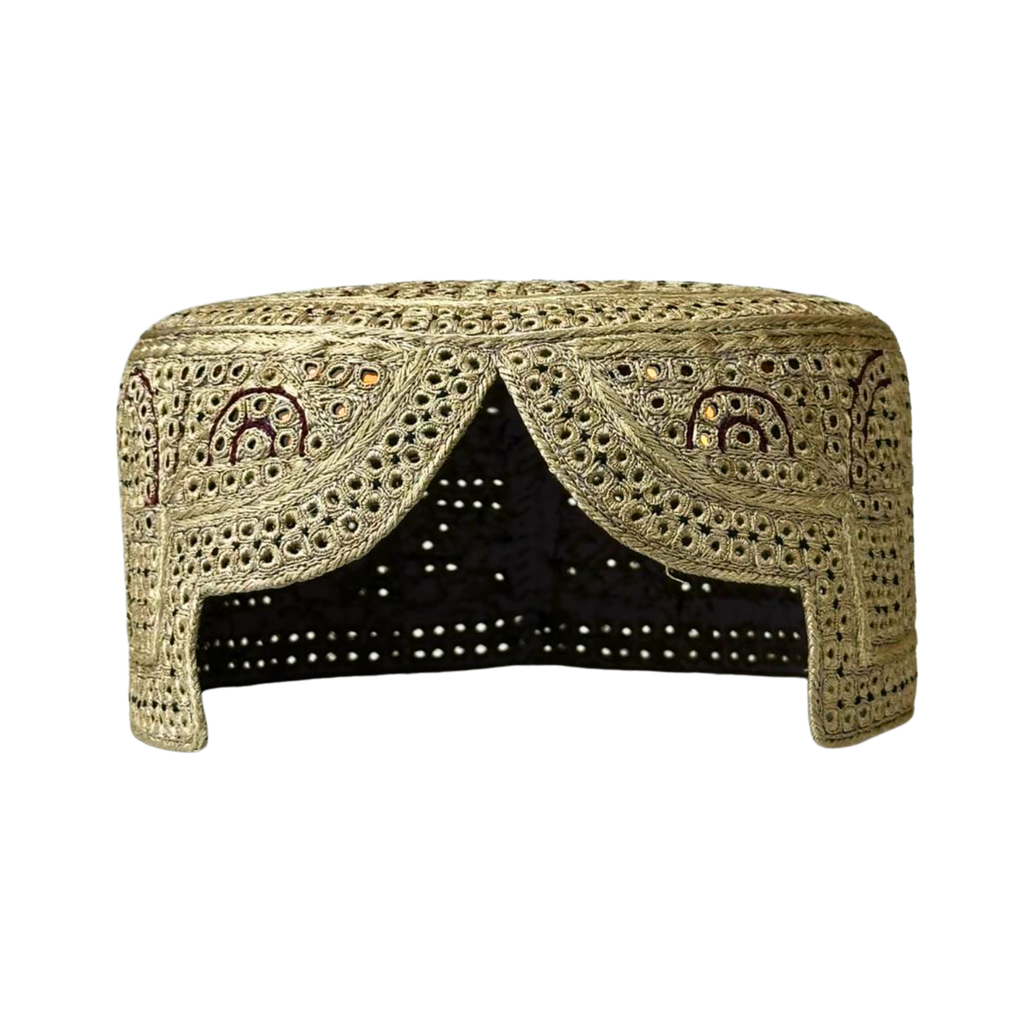 Light Brown Sindhi Topi - Traditional design - Golden Shade - Nasir Bhai