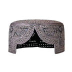 Silver Sindhi Topi - Heart Design - Nasir Bhai
