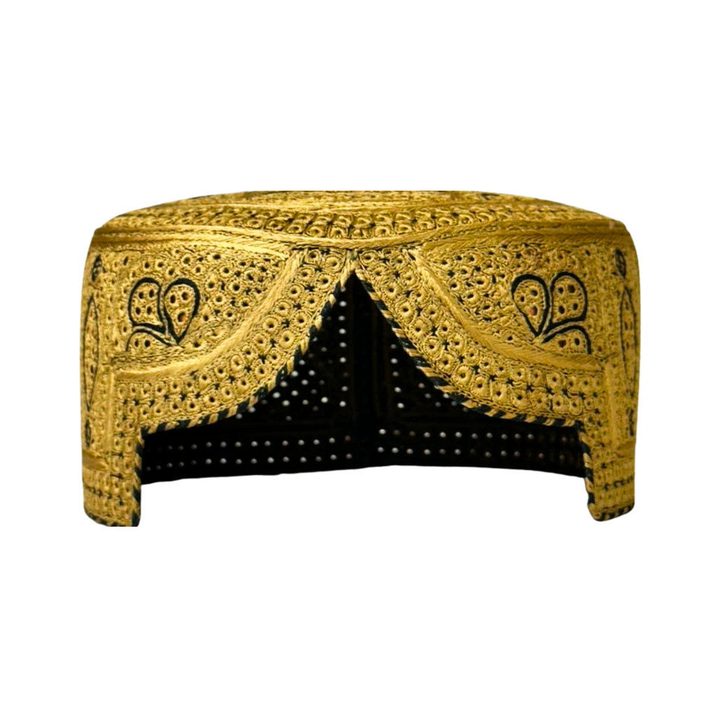 Golden Sindhi Topi - Flower Dseign - Nasir Bhai