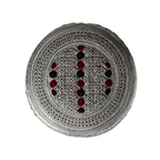 White Sindhi Topi - Pink Stitching - Dark Maroon And Maroon Tikki - Raja Cap