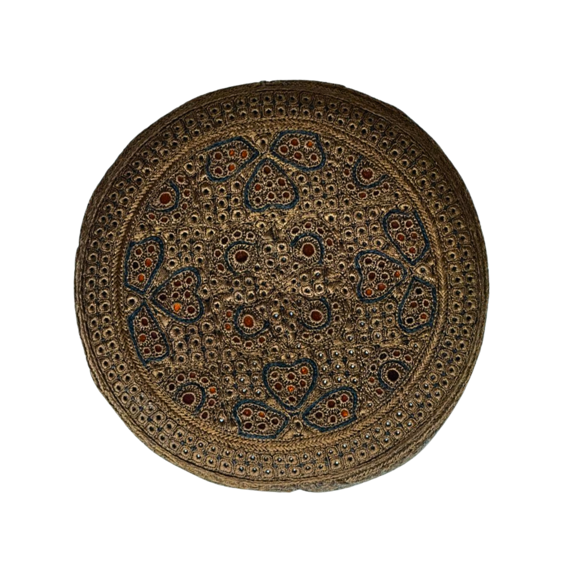 Dark Brown Sindhi Topi - Flower Design - Heart Design - Nasir Bhai