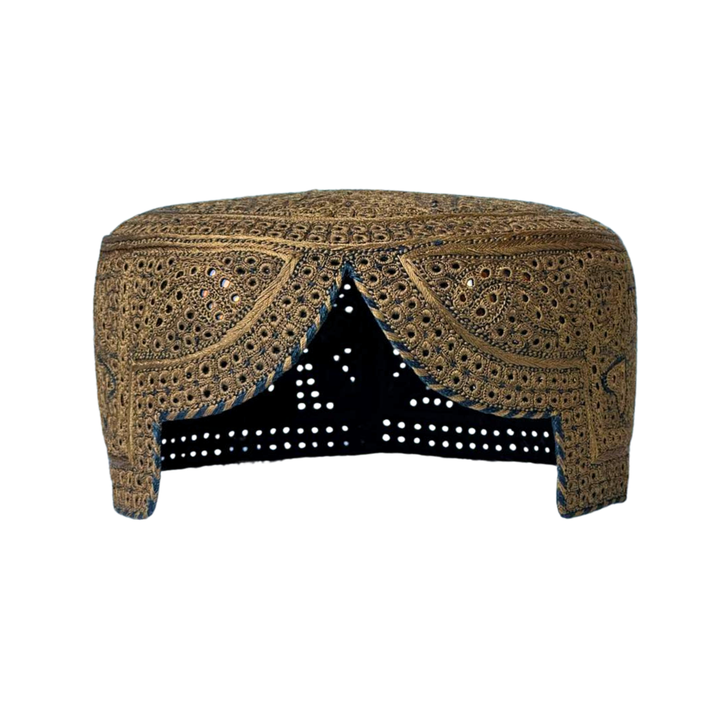 Dary Brown Sindhi Topi - Heart Dseign - Nasir Bhai