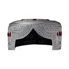 White Sindhi Topi - Pink Stitching - Dark Maroon And Maroon Tikki - Raja Cap
