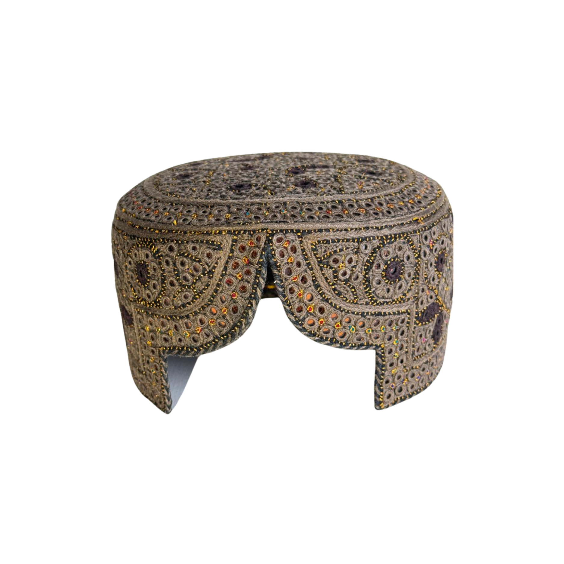 Brown Sindhi Topi - Traditional Design - Golden Shade - Nasir Bhai
