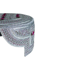 White Sindhi Topi - Pink Stitching - Brown and Pink Tikki - Raja cap