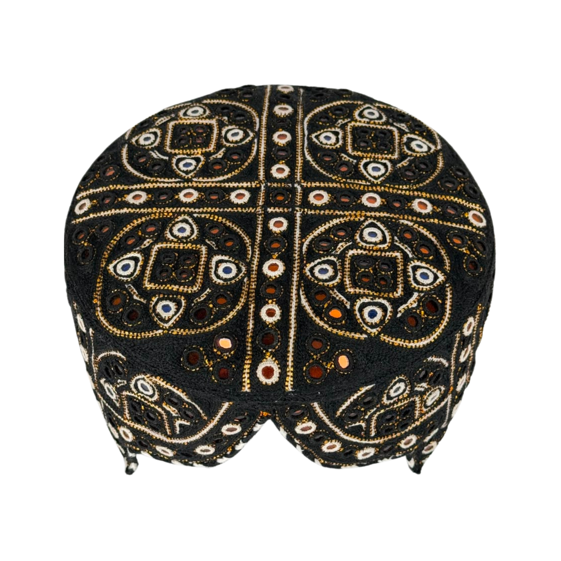 Black Balochi Topi - Traditional design - Golden Shade - Nasir Bhai