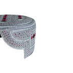 White Sindhi Topi - Pink Stitching - Pink and Brown Tikki - Raja Cap