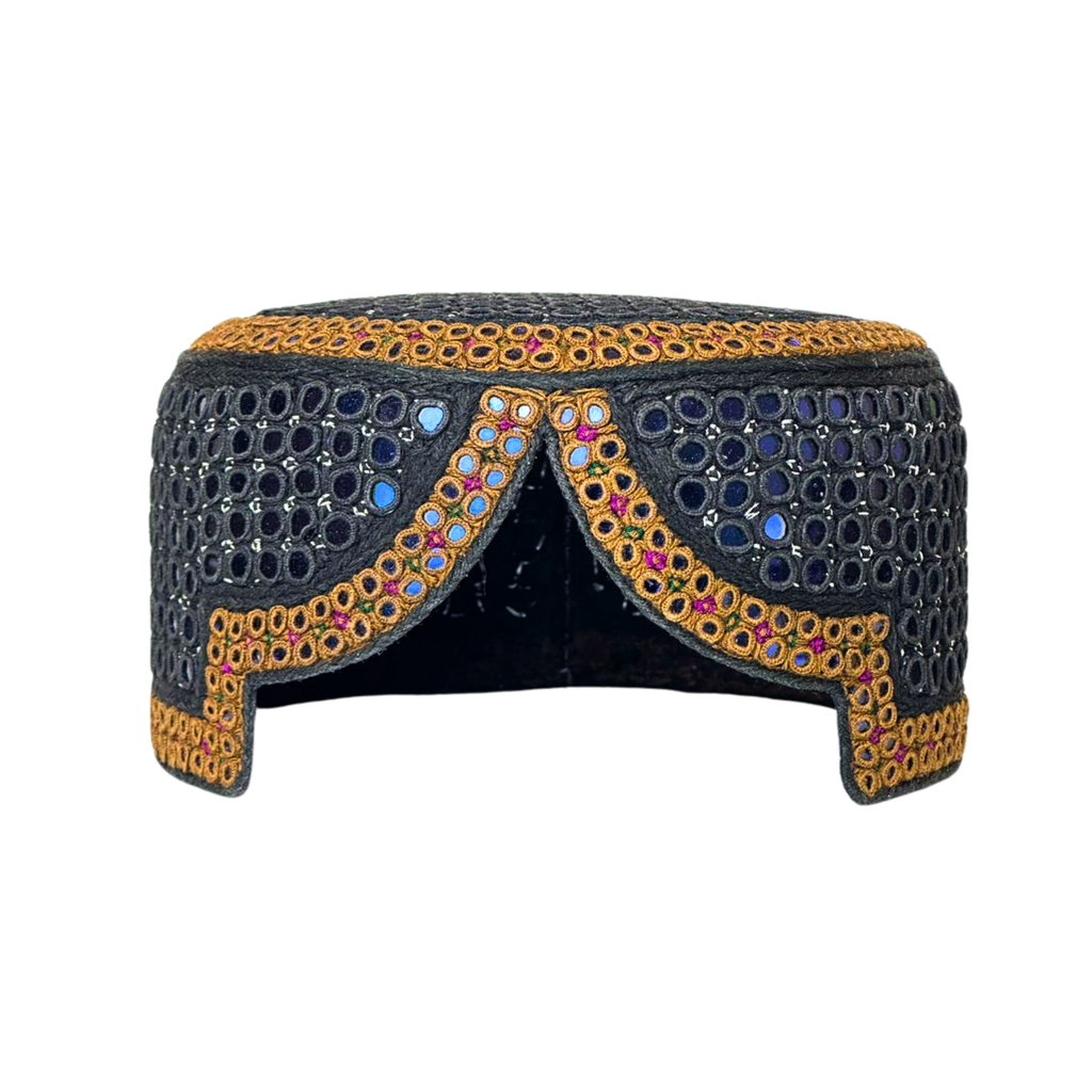 Black Sindhi Topi - Blue Shade - Nasir Bhai